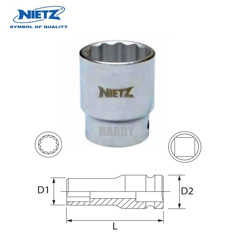 NIETZ 3/4” DRIVE CHROME SOCKET (12PT) HARDY GASES & MACHINERY SDN BHD