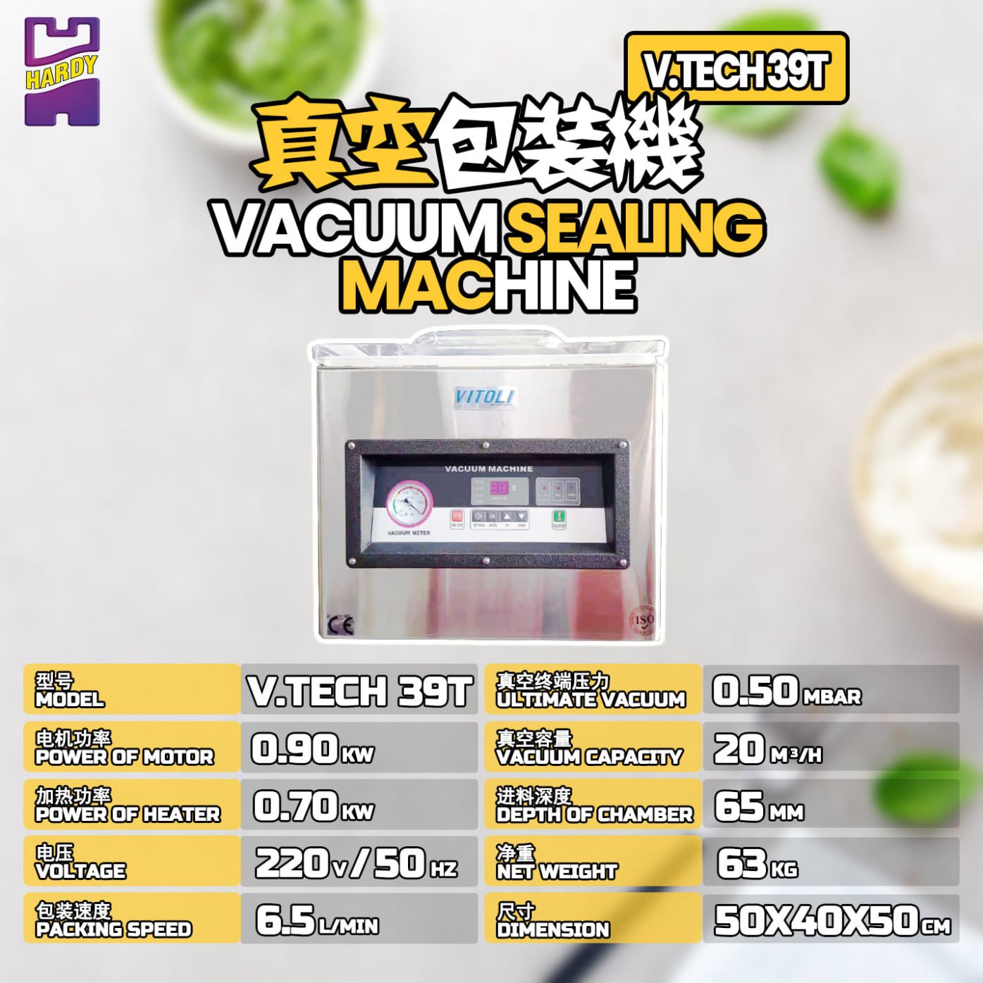 VITOLI Vacuum Sealing Machine V-Tech 39T - HARDY GASES & MACHINERY SDN BHD